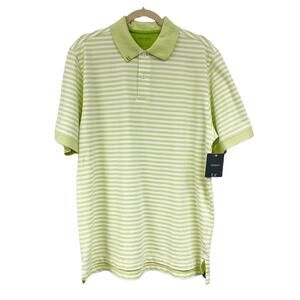 Ashworth Polo Shirt Men's Large Green Activewear Golf EZ Tech Striped NWT